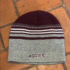 A&M Aggie Maroon and Gray Striped Beanie